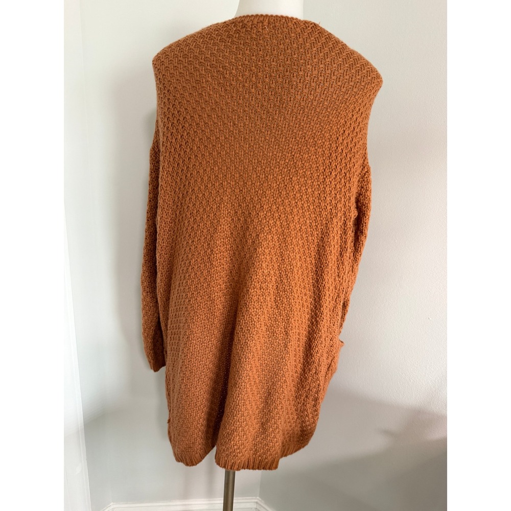 Reborn J Womens Rust Orange Cable Knit Open Front Cardigan Sweater Small - Picture 5 of 12